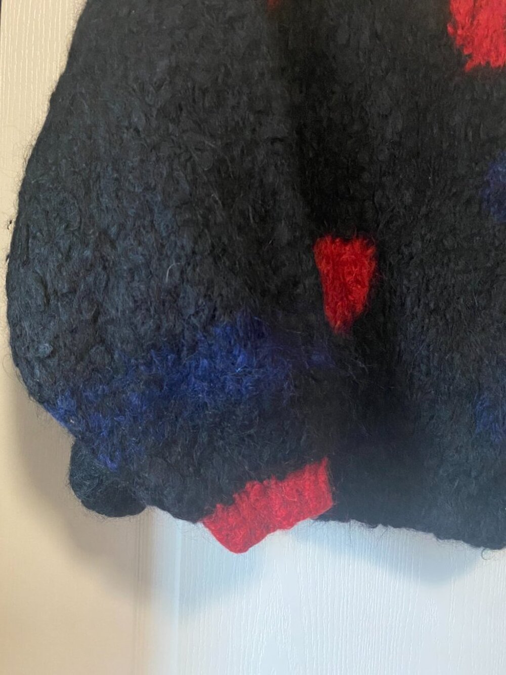 Handmade Vintage Style Fuzzy Mohair Chunky Knit Abstract Polka Dot Sweater - Picture 4 of 6